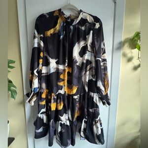 Nine West striking pattern long sleeve dress NWOT